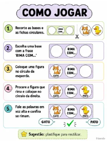 Jogo das Rimas – 16 Pares | Consciência Fonológica — amostra 2: Jogo das Rimas com 16 pares de figuras para recortar,…