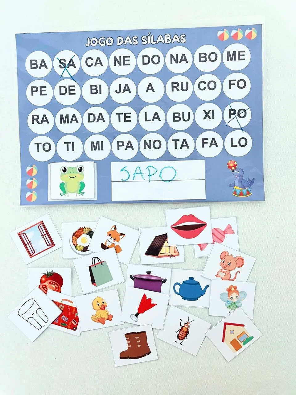 Jogo das sílabas — amostra 1: 📘 Jogo das Sílabas – Atividade de Alfabetização Este arquivo traz um tabuleiro com sílabas e…