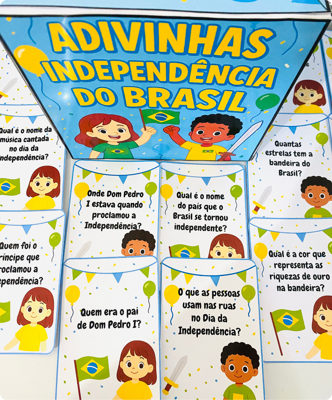 Jogo de adivinhas da Independência para imprimir — amostra 1: Uma proposta de jogo para o 7 de setembro