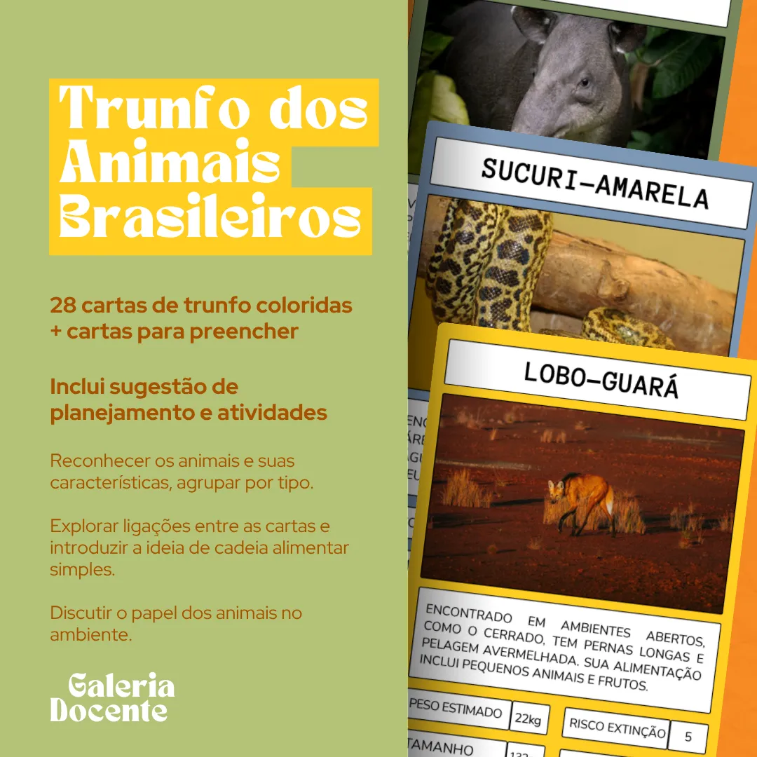 Jogo de Cartas: Animais do Brasil - Ciências 3°ano e 4°ano — Ciências para 3º ano: Atividade de Ciências para aprender…