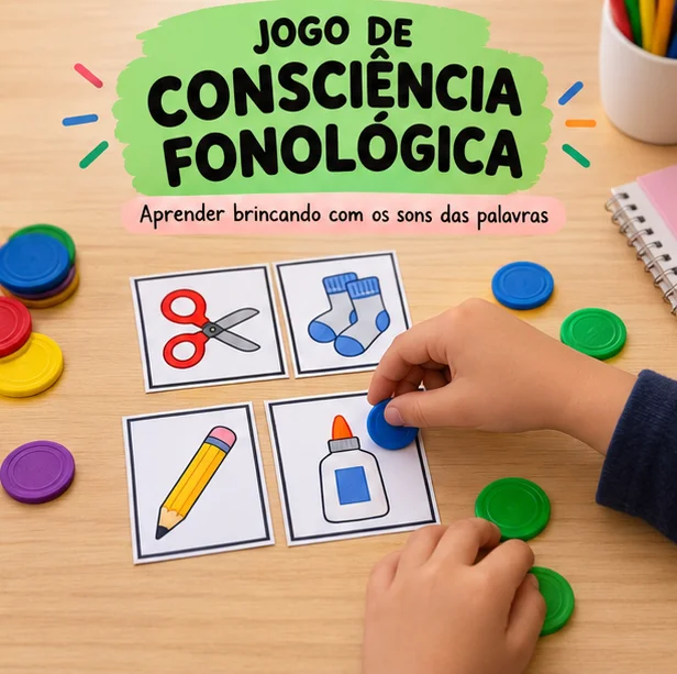 Jogo de Consciência Fonológica com Figuras para Alfabetização — Alfabetização para Educação Infantil: Jogo pedagógico de…
