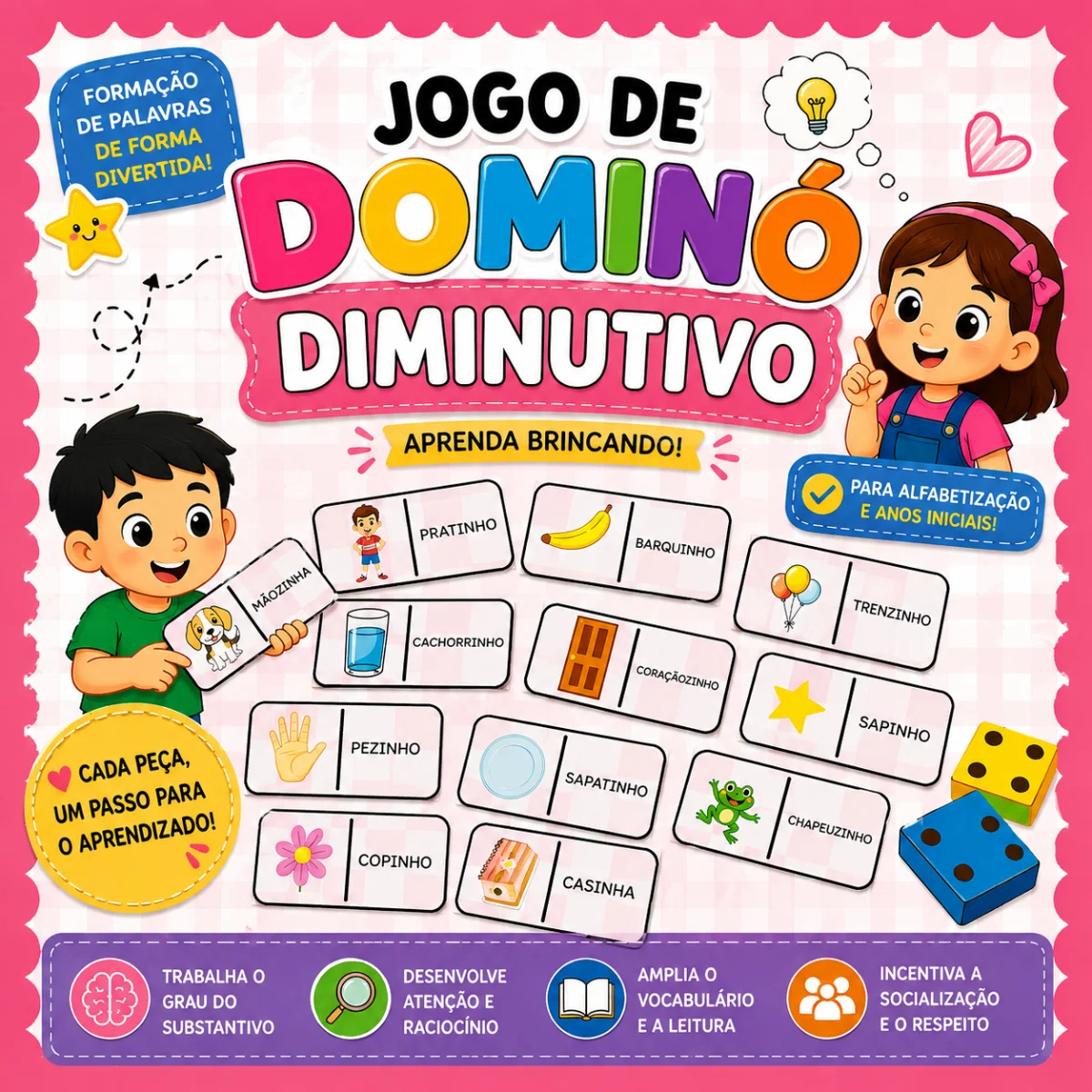 Jogo de Dominó – Diminutivo | Atividade Lúdica — capa do material