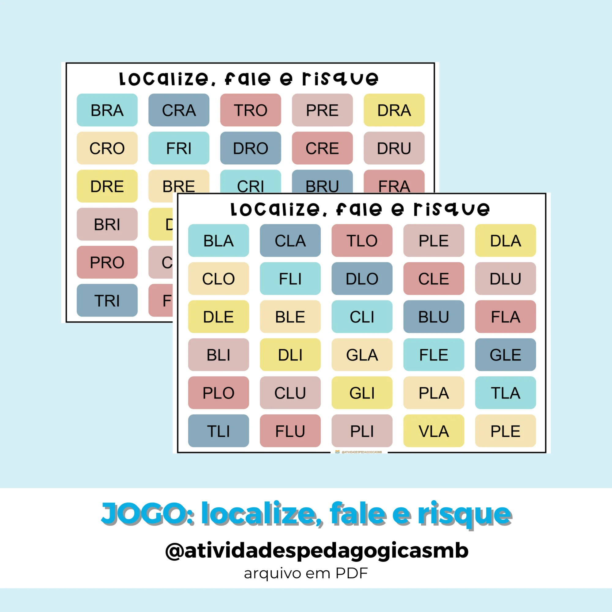 Jogo de Encontros Consonantais - FONOLOGIA (PDF) — Jogos pedagógicos para 4º ano: Jogo educativo de encontros consonantais…