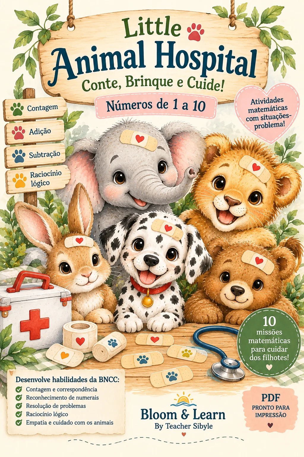 Jogo de Matemática Infantil – Contagem, Adição e Subtração — amostra 1: LITTLE ANIMAL HOSPITAL 🐾