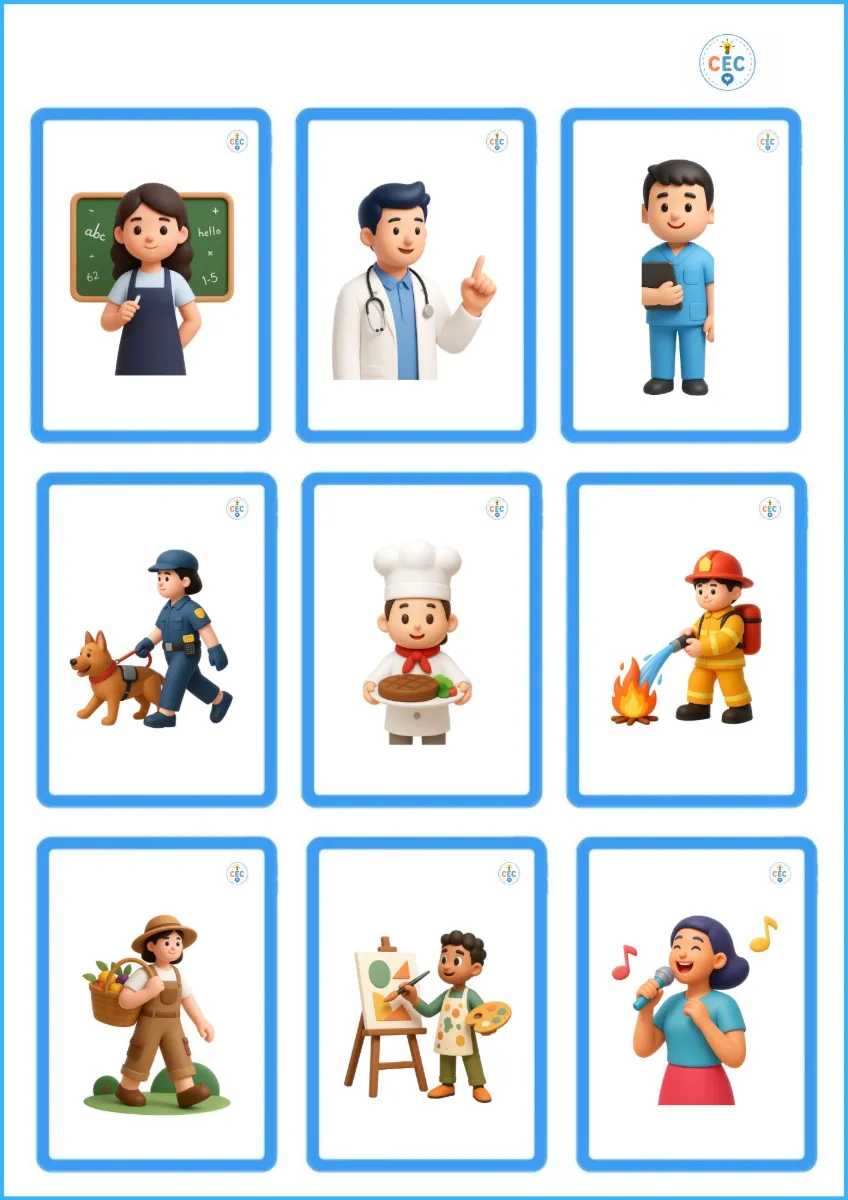 Jogo de memória Occupations em Inglês – Educação Infantil — amostra 2: Memória e concentração: estímulo à atenção e à…