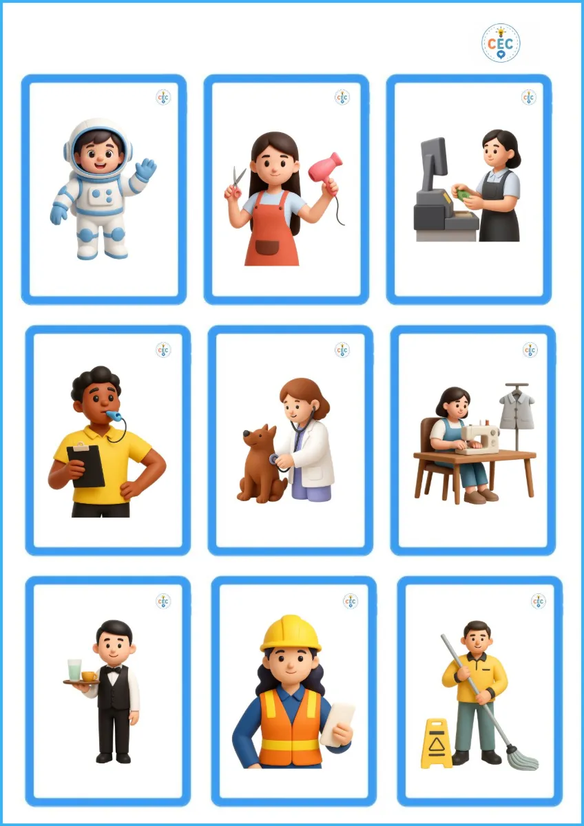 Jogo de memória Occupations em Inglês – Educação Infantil — amostra 5: O que você encontrará no material?