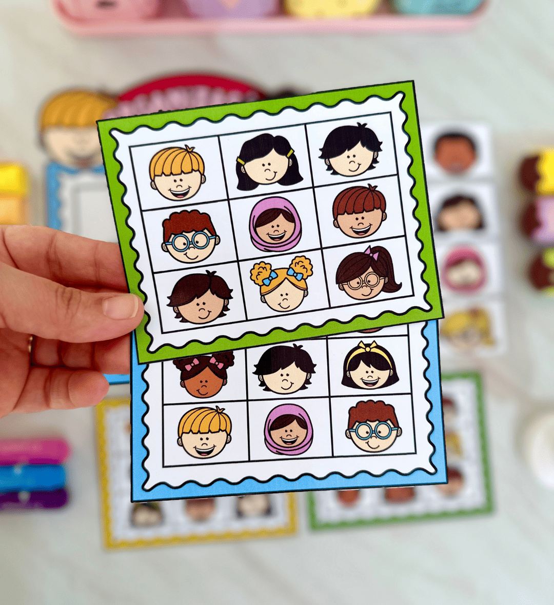 Jogo de organização infantil em PDF com 16 fichas — amostra 3: Habilidades que podem ser trabalhadas