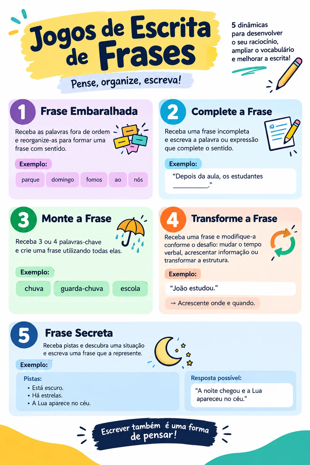 JOGO DE PALAVRAS PARA RECOMPOSIÇÃO DO 6° ANO — amostra 3: O JOGO DE PALAVRAS é uma estratégia lúdica com 5 ideias de…