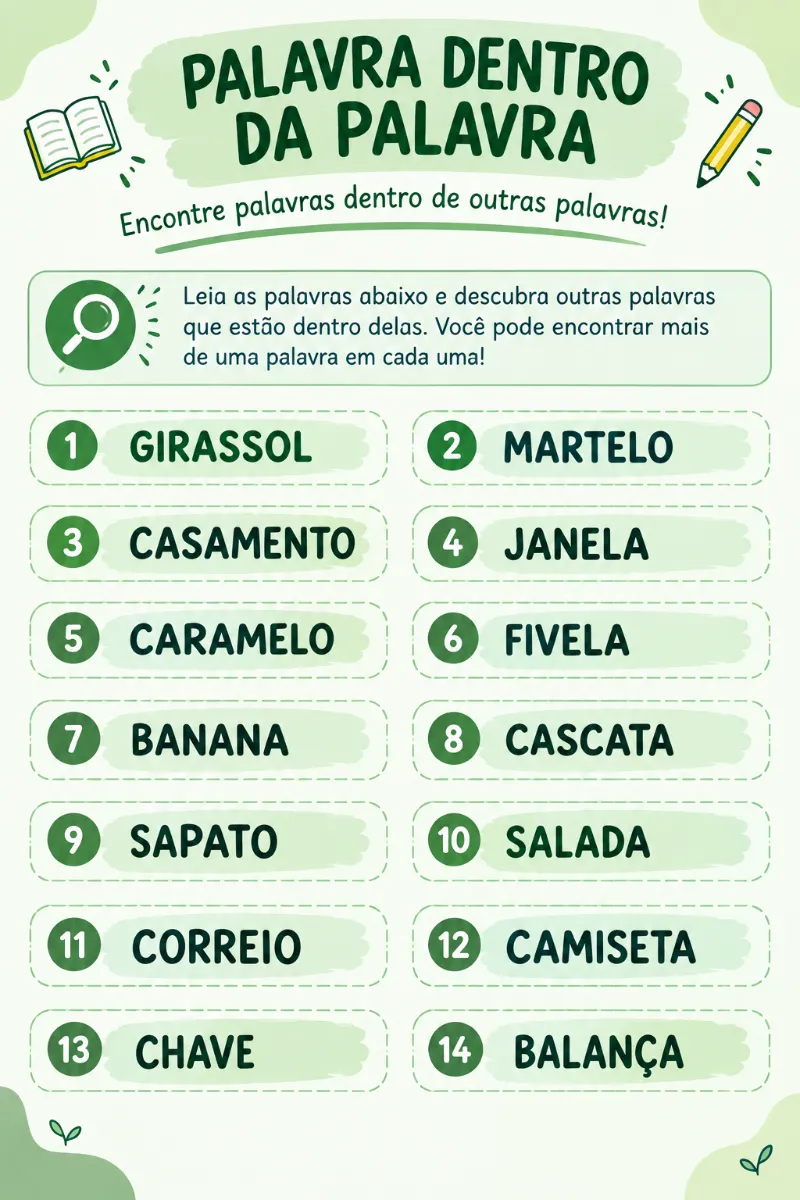 JOGO DE PALAVRAS PARA RECOMPOSIÇÃO DO 6° ANO — amostra 2: O jogo é ideal para momentos lúdicos sem deixar de aprender.
