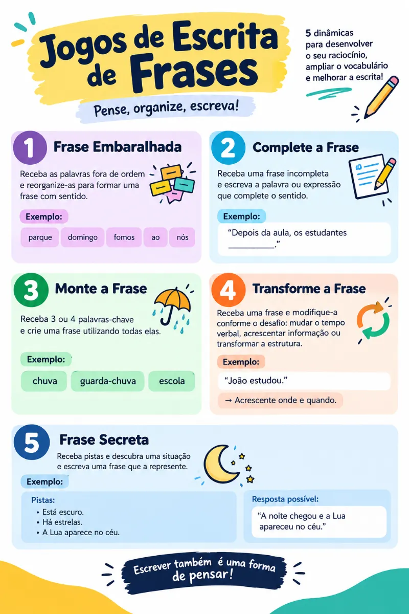 JOGO DE PALAVRAS PARA RECOMPOSIÇÃO DO 6° ANO — amostra 3: O JOGO DE PALAVRAS é uma estratégia lúdica com 5 ideias com…