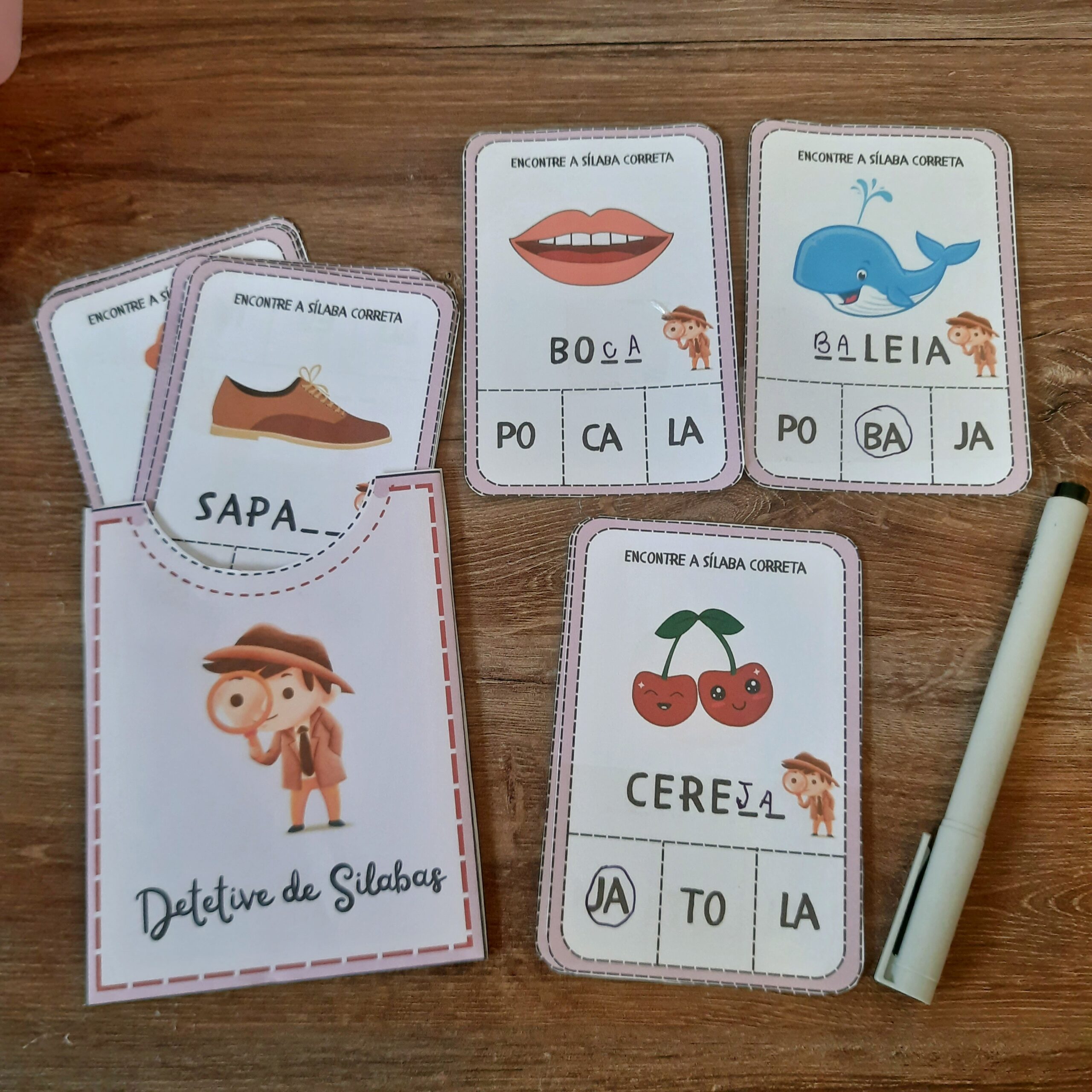 Jogo de sílabas: Detetive de Sílabas para alfabetização — amostra 3: Como usar em sala de aula