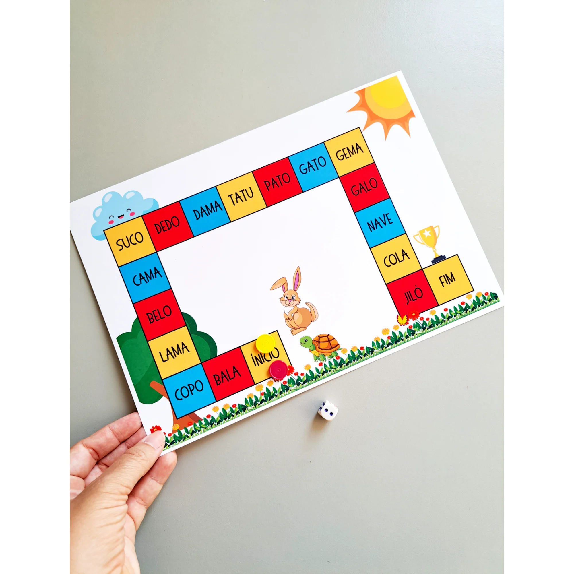 🎲 JOGO DE TRILHA – PALAVRA E LEITURA - ANOS INICIAIS — amostra 1: Com o Jogo de Trilha – Palavra e Leitura , a criança…