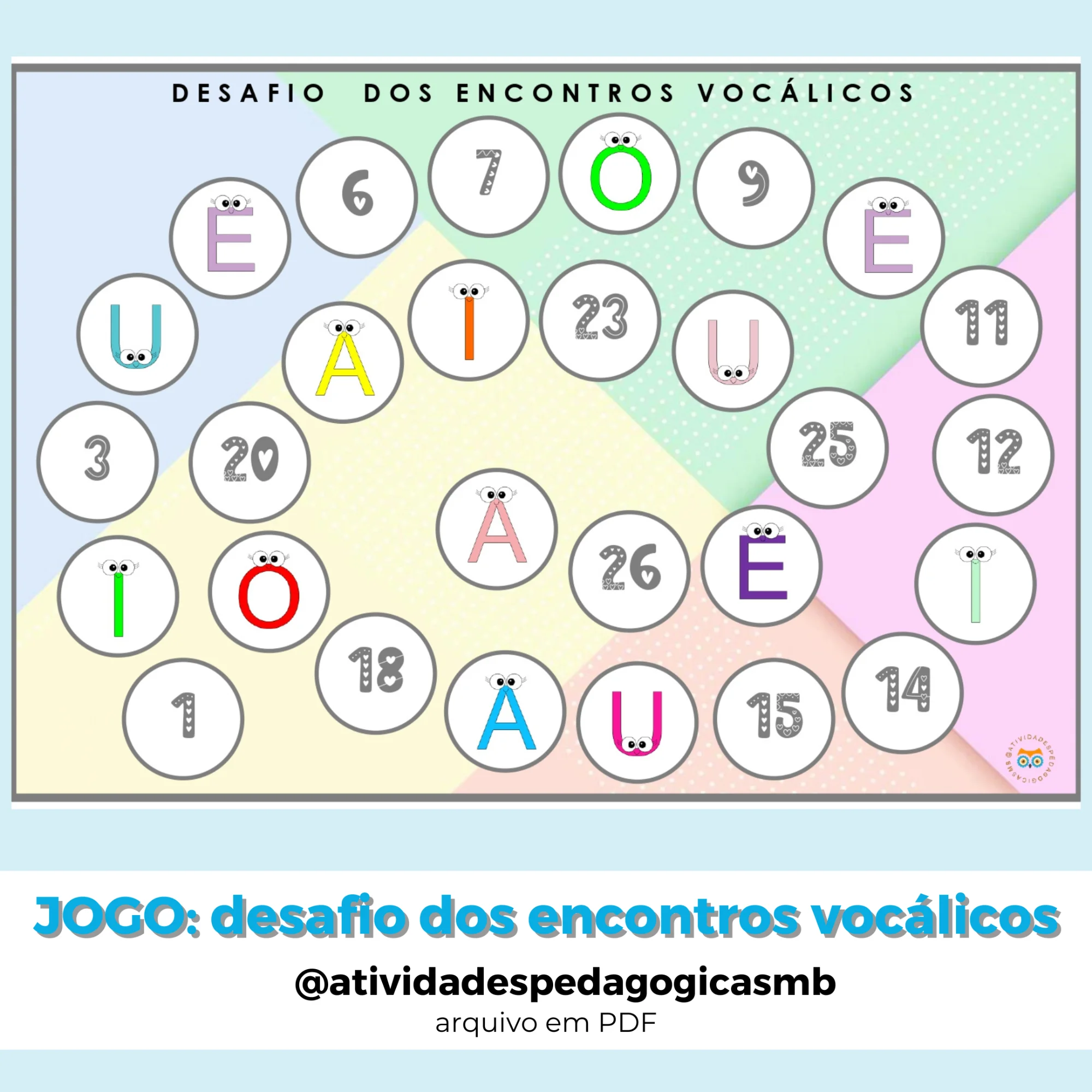Jogo Desafio dos Encontros Vocálicos - FONOLOGIA (PDF) — Jogos pedagógicos para 4º ano: Material pedagógico com desafio dos…