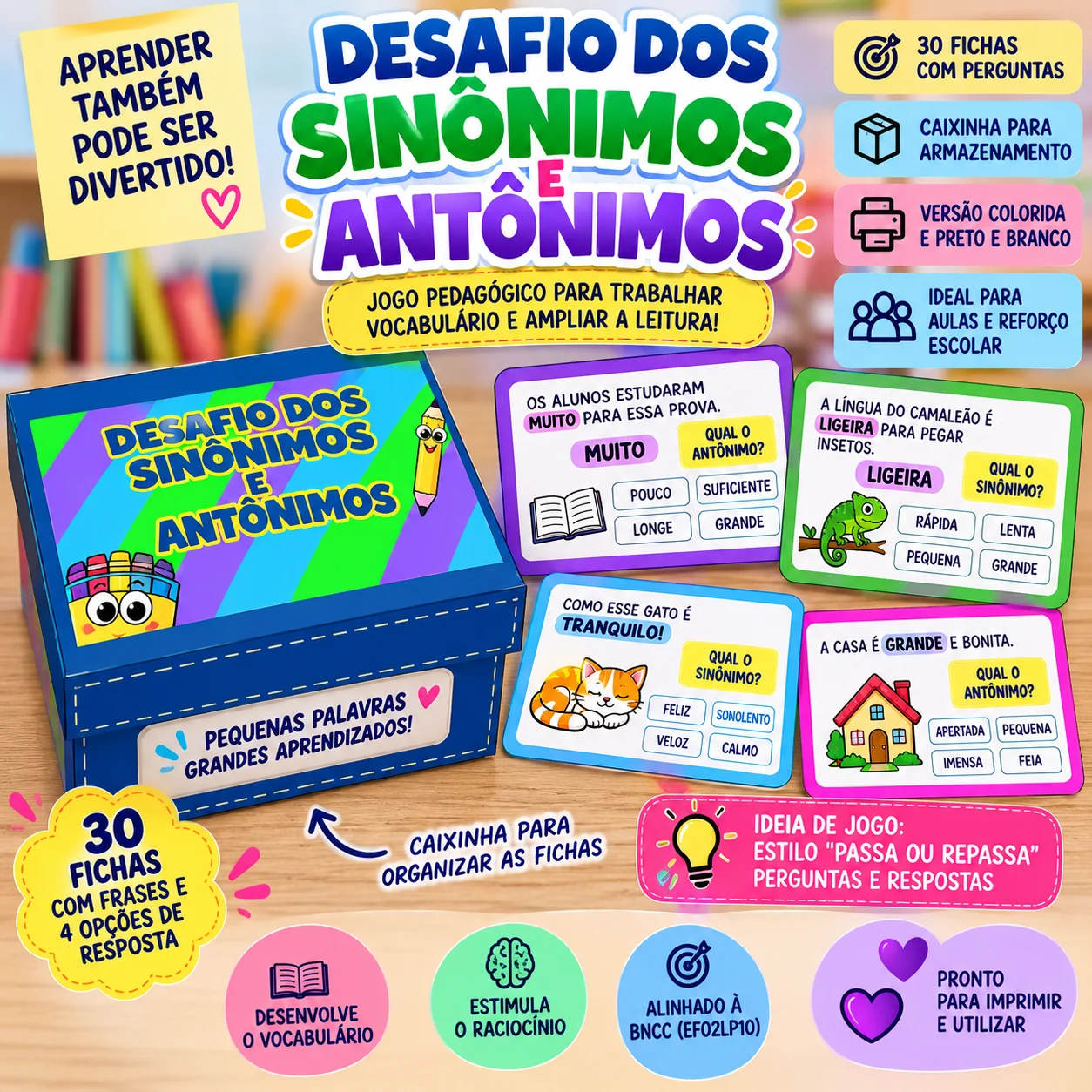 jogo DESAFIO DOS SINONIMOS E DOS ANTONIMOS — Alfabetização para Educação Infantil: Desafio dos Sinônimos e Antônimos 🎯…