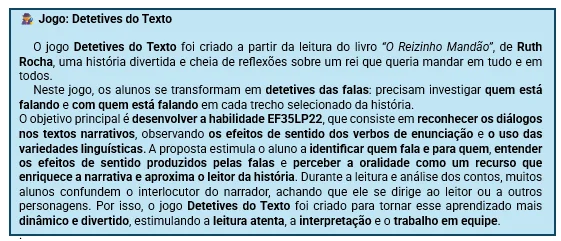 Jogo Detetives do Texto – O Reizinho Mandão | Diálogos –4º e 5º Ano — amostra 3: O Jogo Detetives do Texto foi elaborado a…