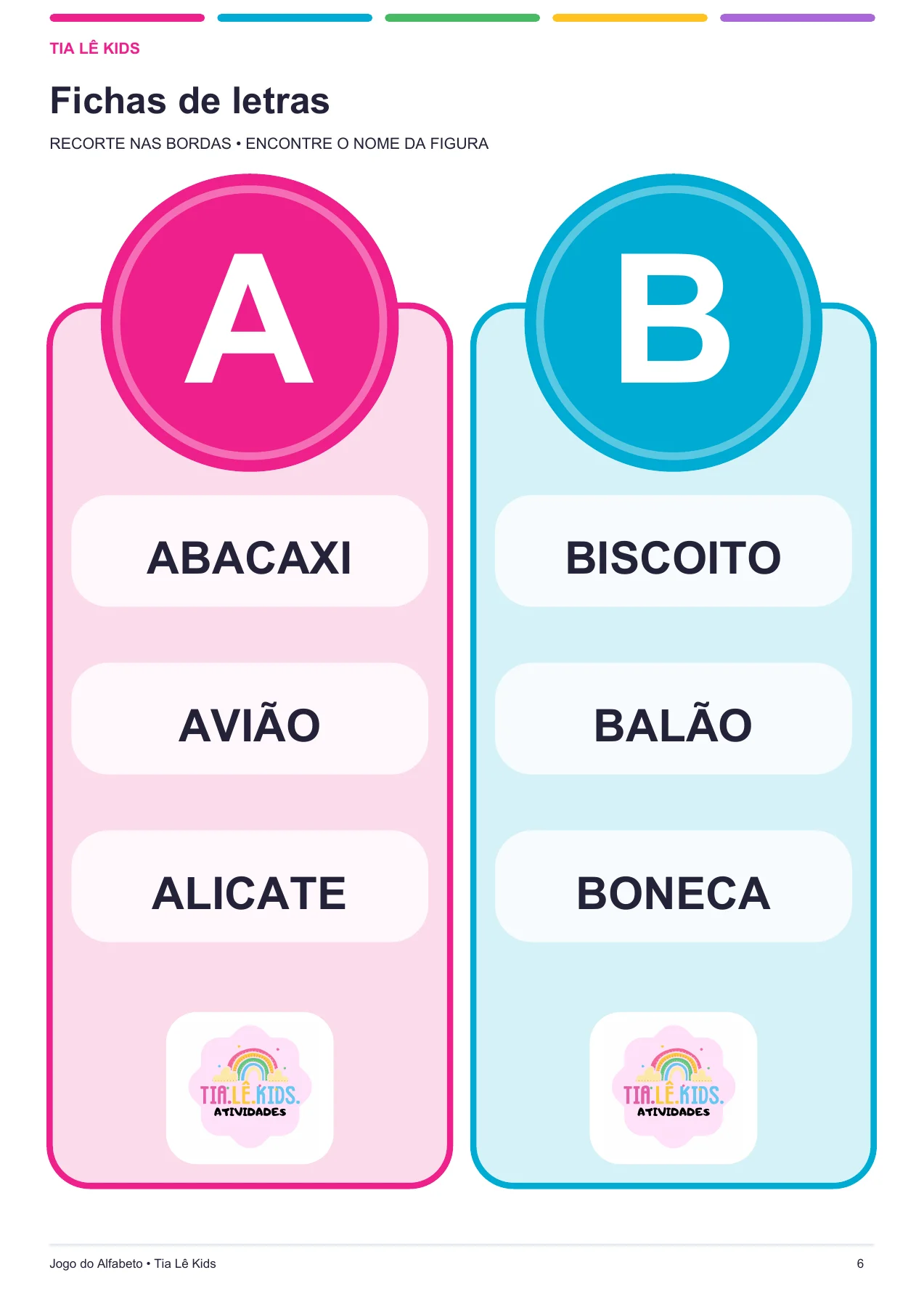 Jogo do Alfabeto – Figuras, Letras e Palavras | Tia Lê Kids — amostra 1: Transforme a descoberta das letras e das palavras…