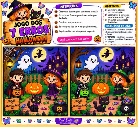 Jogo dos sete erros de Halloween para imprimir – 1º ao 3º ano — capa do material