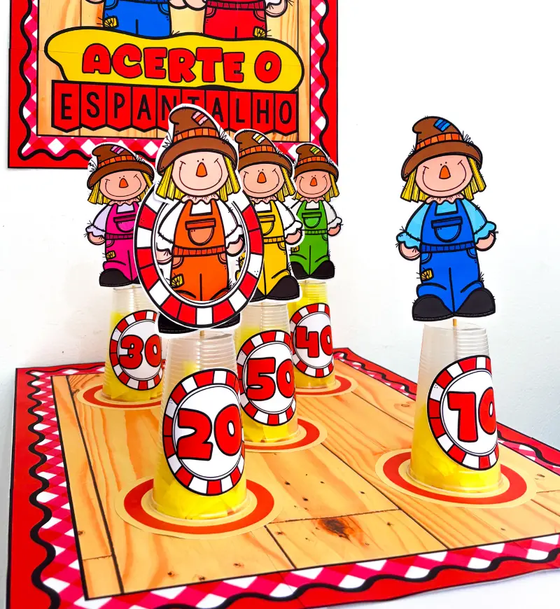 Jogo junino Acerte o Espantalho: brincadeira pedagógica em PDF — amostra 5: Leve a Festa Junina para a aula com o jogo…