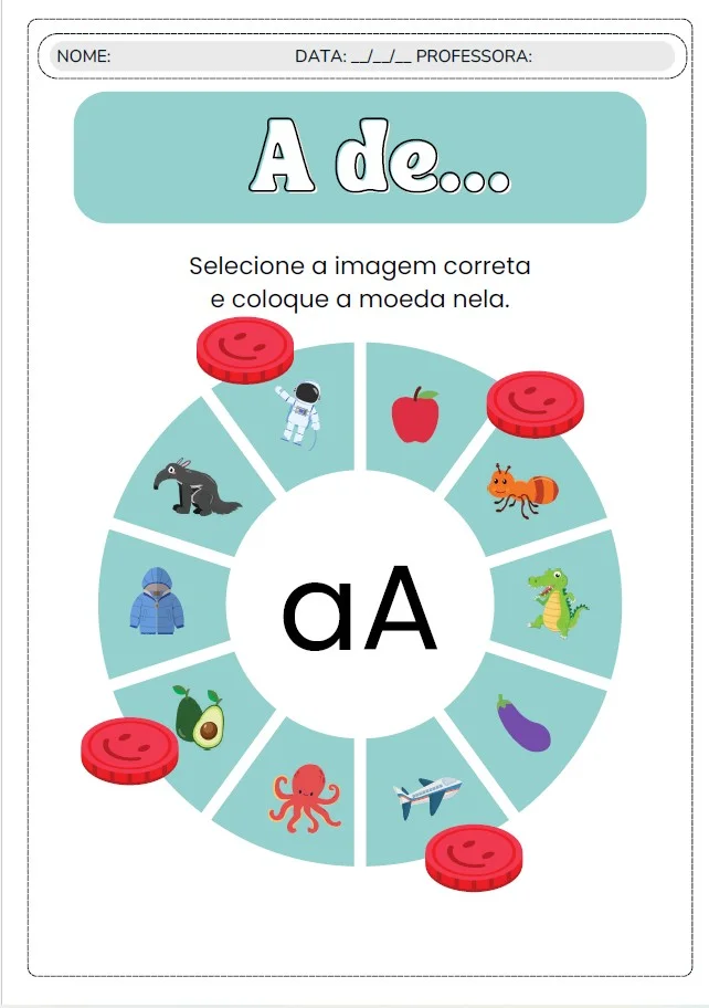 JOGO LETRA INICIAL - ALFABETIZAÇÃO INICIAL — amostra 1: Alfabetizar também pode ser uma brincadeira