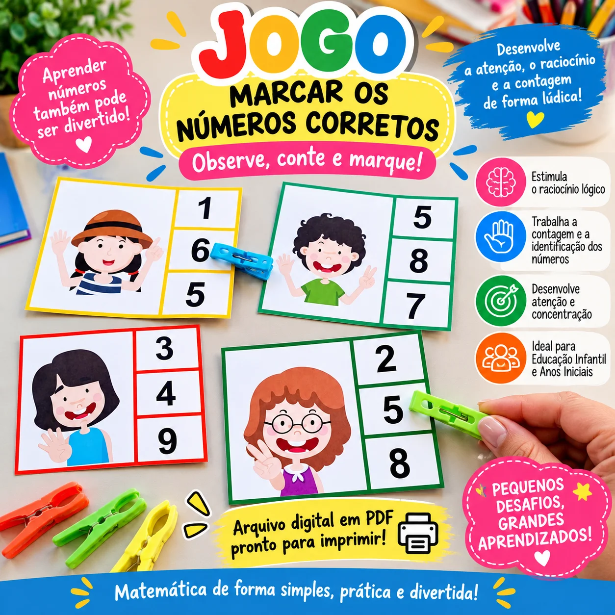 🔢 JOGO – MARCAR OS NÚMEROS CORRETOS - MATEMATICA — capa do material