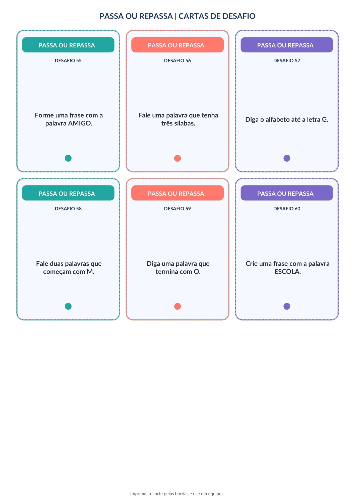 Jogo Passa ou Repassa de Alfabetização: Atividade Educativa — amostra 3: Jogo Passa ou Repassa interativo para…