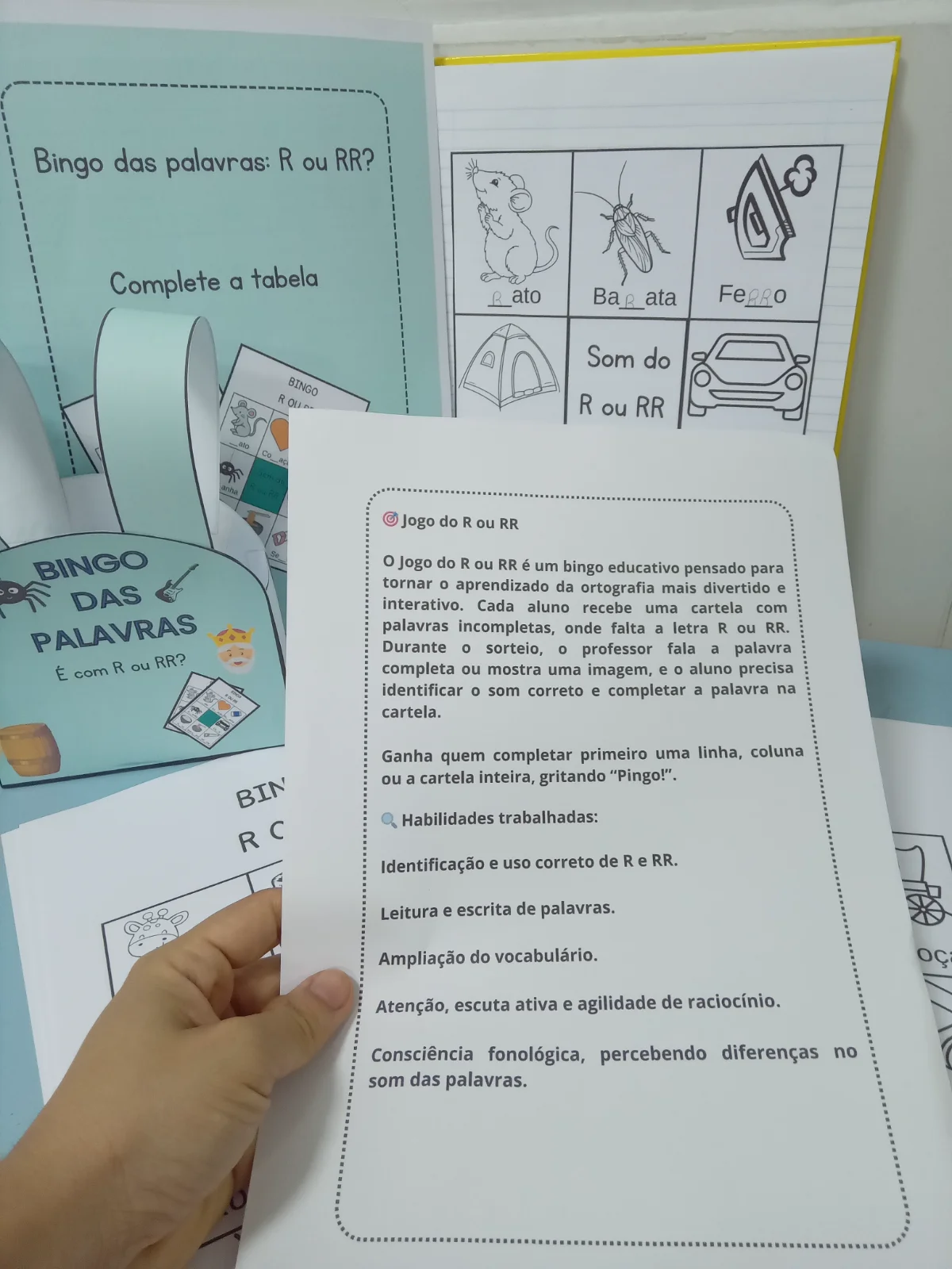 Jogo Pedagógico - Bingo da Letra R (língua portuguesa) — amostra 1: O Bingo do R ou RR é um jogo educativo pensado para…