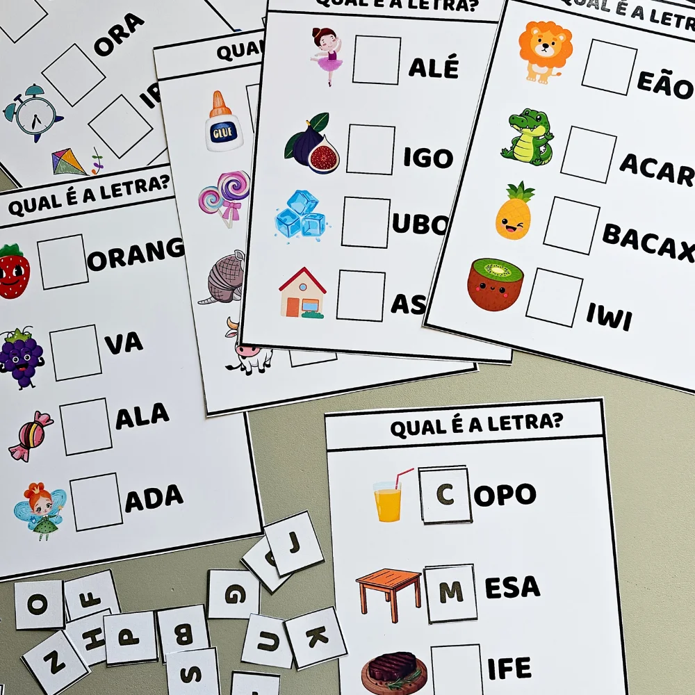 Jogo Pedagógico: Qual é a Letra? — amostra 3: Jogo educativo para aprender letras e palavras