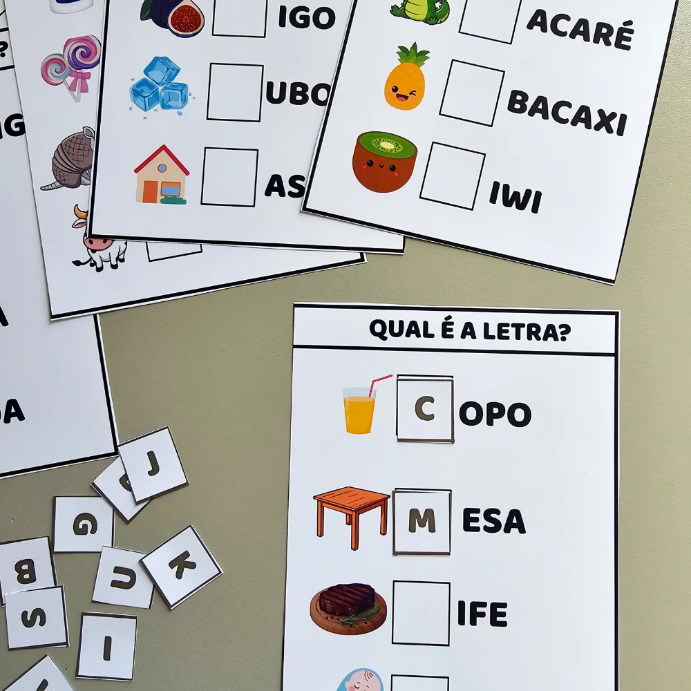 Jogo Pedagógico: Qual é a Letra? — amostra 4: Jogo educativo para aprender letras e palavras