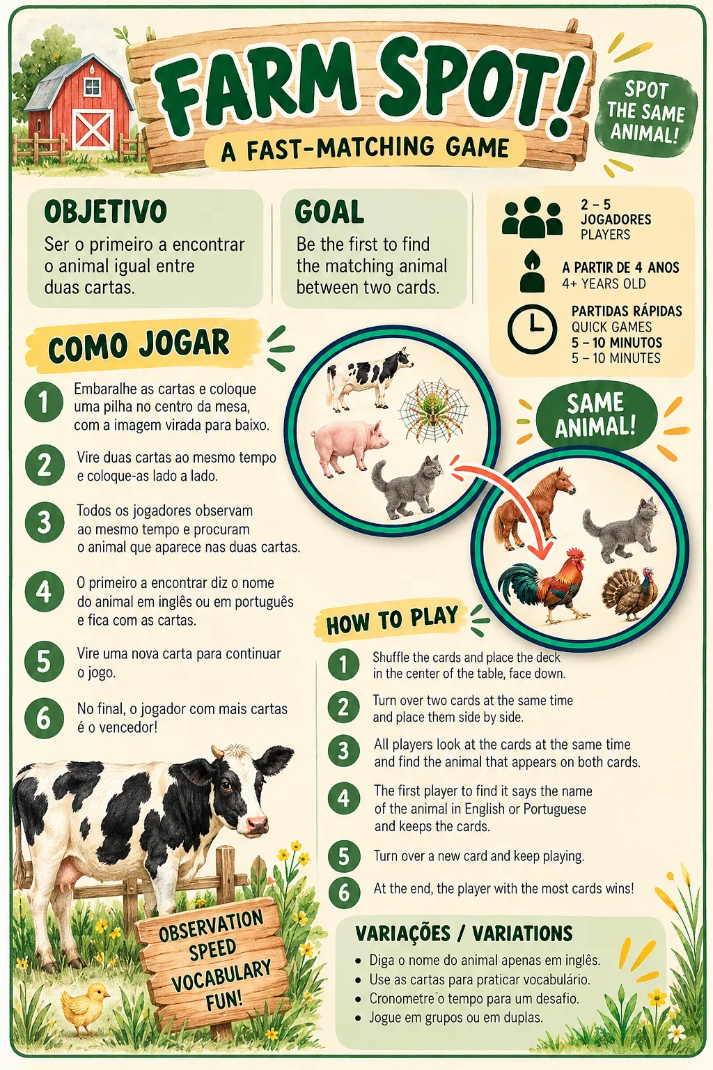 Jogo Piscou, Achou! - Animais da fazenda - Encontre os pares! — amostra 1: 🐮 PISCOU, ACHOU! — EU VI PRIMEIRO! Jogo Piscou, Achou! - Animais da fazenda - Encontre os pares! — amostra 1: 🐮 PISCOU, ACHOU! — EU VI PRIMEIRO!