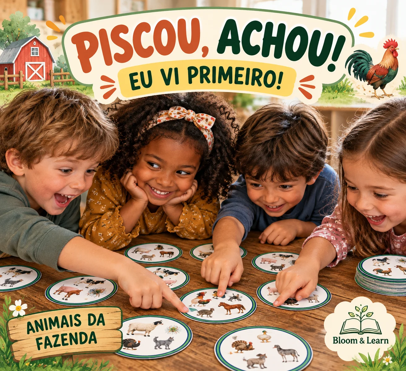 Jogo Piscou, Achou! - Animais da fazenda - Encontre os pares! — Jogos pedagógicos para Educação Infantil: Um jogo de…