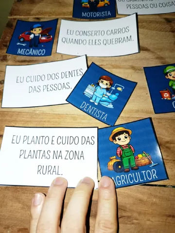 Jogo : Qual A Profissao? – Material Pedagógico — amostra 1: O que vem no material