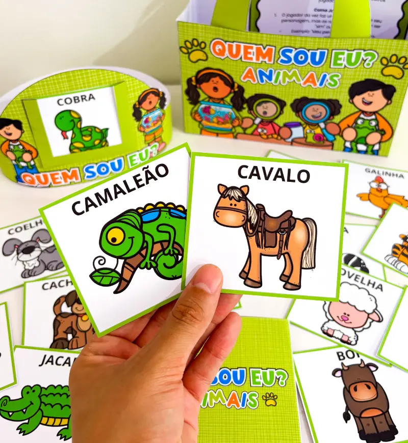 Jogo Quem Sou Eu Animais: PDF para Aprender Brincando — amostra 1: Jogo Quem Sou Eu Animais: descobertas em cada rodada