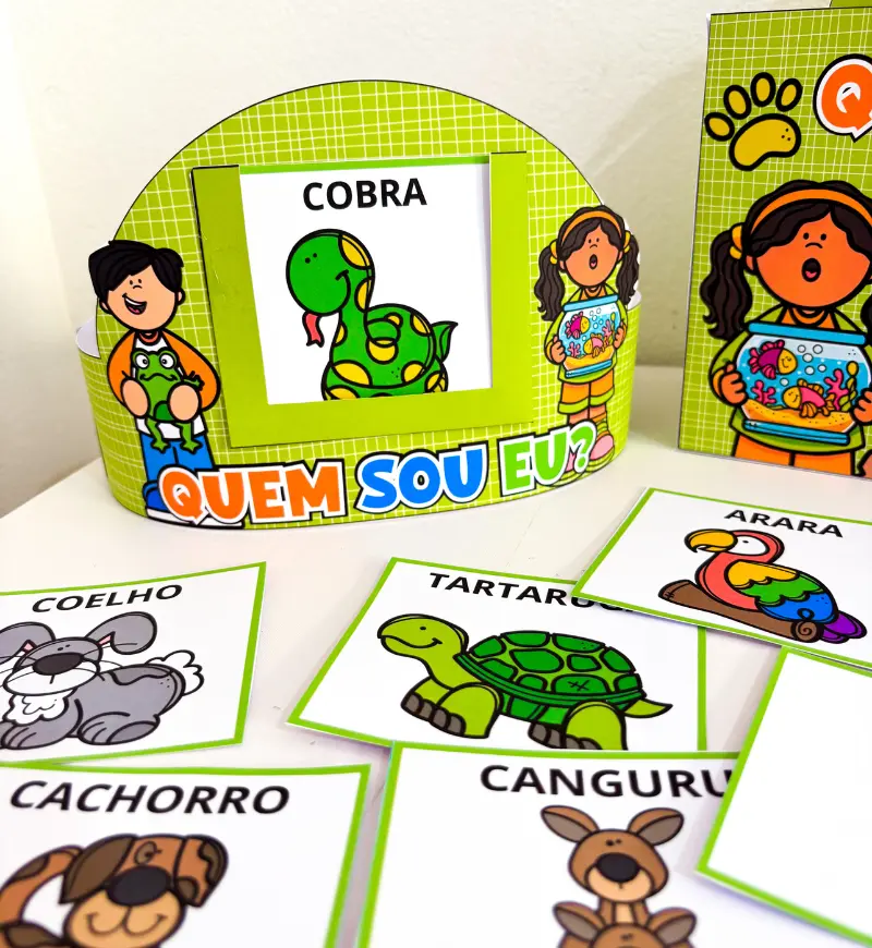 Jogo Quem Sou Eu Animais: PDF para Aprender Brincando — amostra 3: Como usar em sala de aula