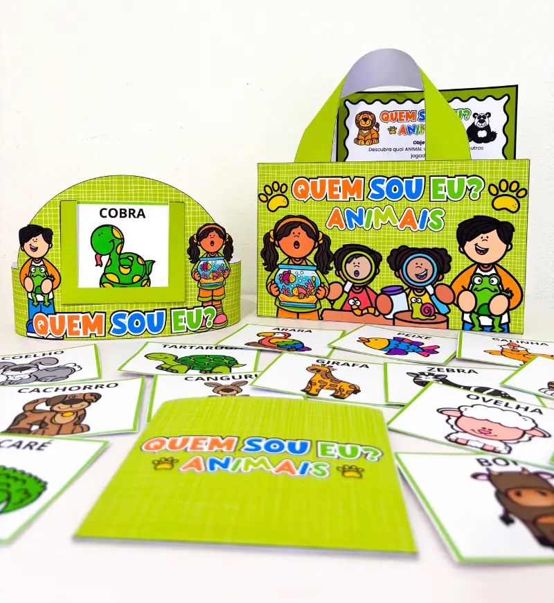Jogo Quem Sou Eu Animais: PDF para Aprender Brincando — capa do material