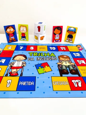 Jogo Trilha da Inclusão em pdf PARA imprimir. — amostra 5: Jogo pedagógico em PDF com tabuleiro, peões e dados para…