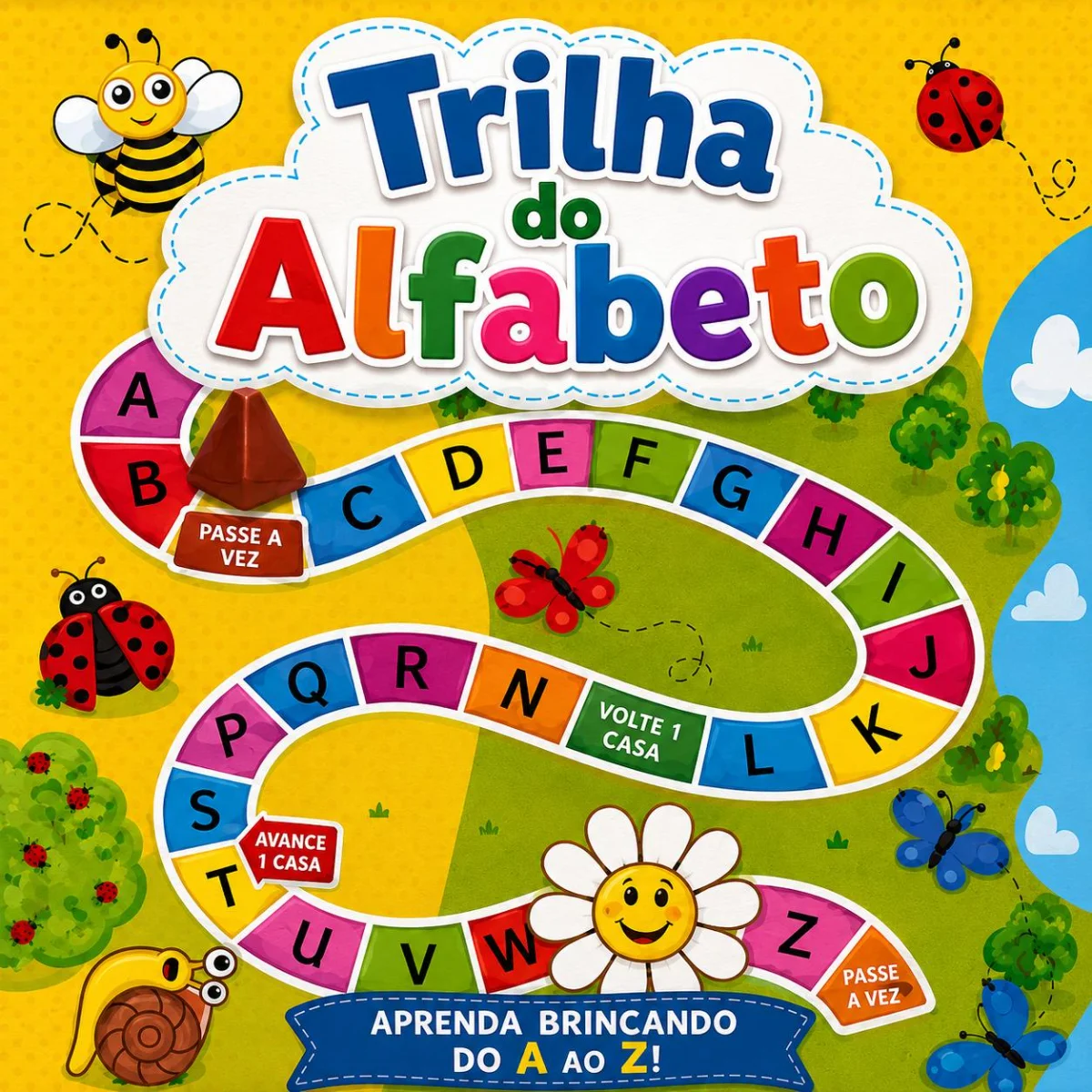 Jogo Trilha do Alfabeto para Alfabetização — Jogos pedagógicos para Educação Infantil: Jogo pedagógico lúdico e divertido…