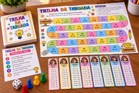Jogos pedagógicos de gramática, tabuada para imprimir — amostra 2: O que vem no material