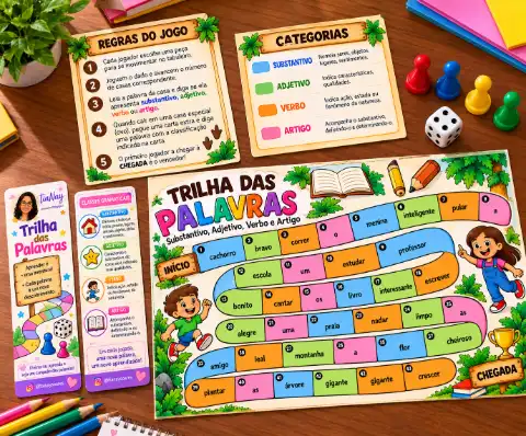 Jogos pedagógicos de gramática, tabuada para imprimir — amostra 3: Como usar em sala