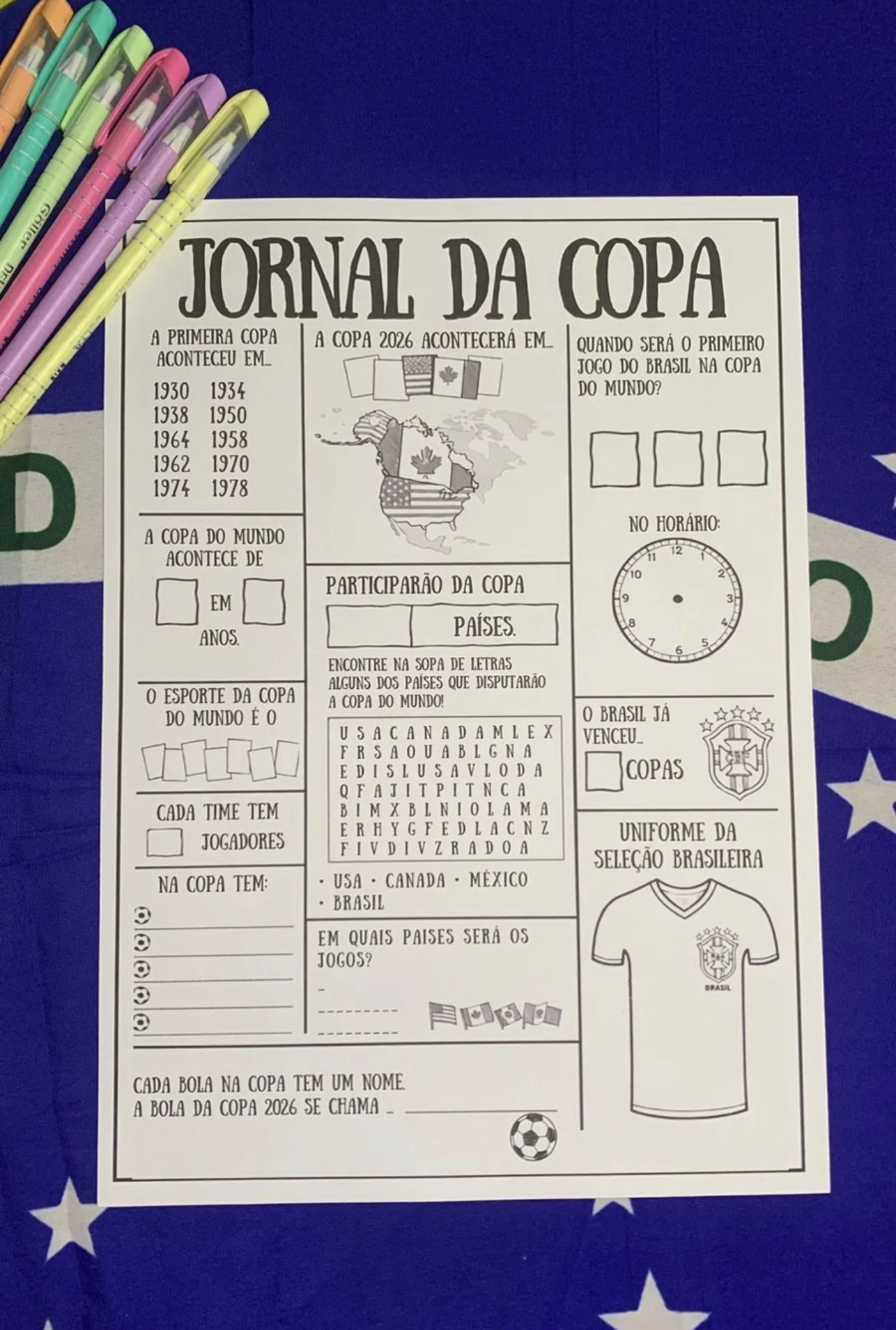 Jornal da copa do mundo — amostra 1: 📰⚽ JORNAL DA COPA 2026 ⚽📰* Atividade perfeita para trabalhar a Copa do Mundo 🌎 📚…