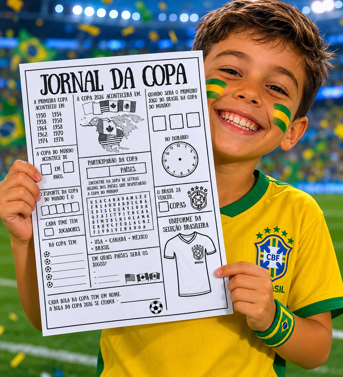 Jornal da copa do mundo — Datas comemorativas para Todas as séries: 📰⚽ JORNAL DA COPA 2026 ⚽📰* Atividade perfeita para…