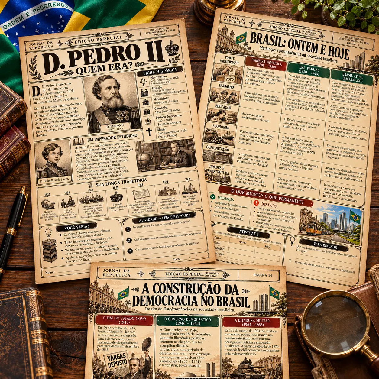 Jornal da República: Uma Viagem pela História do Brasil para imprimir — amostra 3: Atividades pedagógicas incluídas