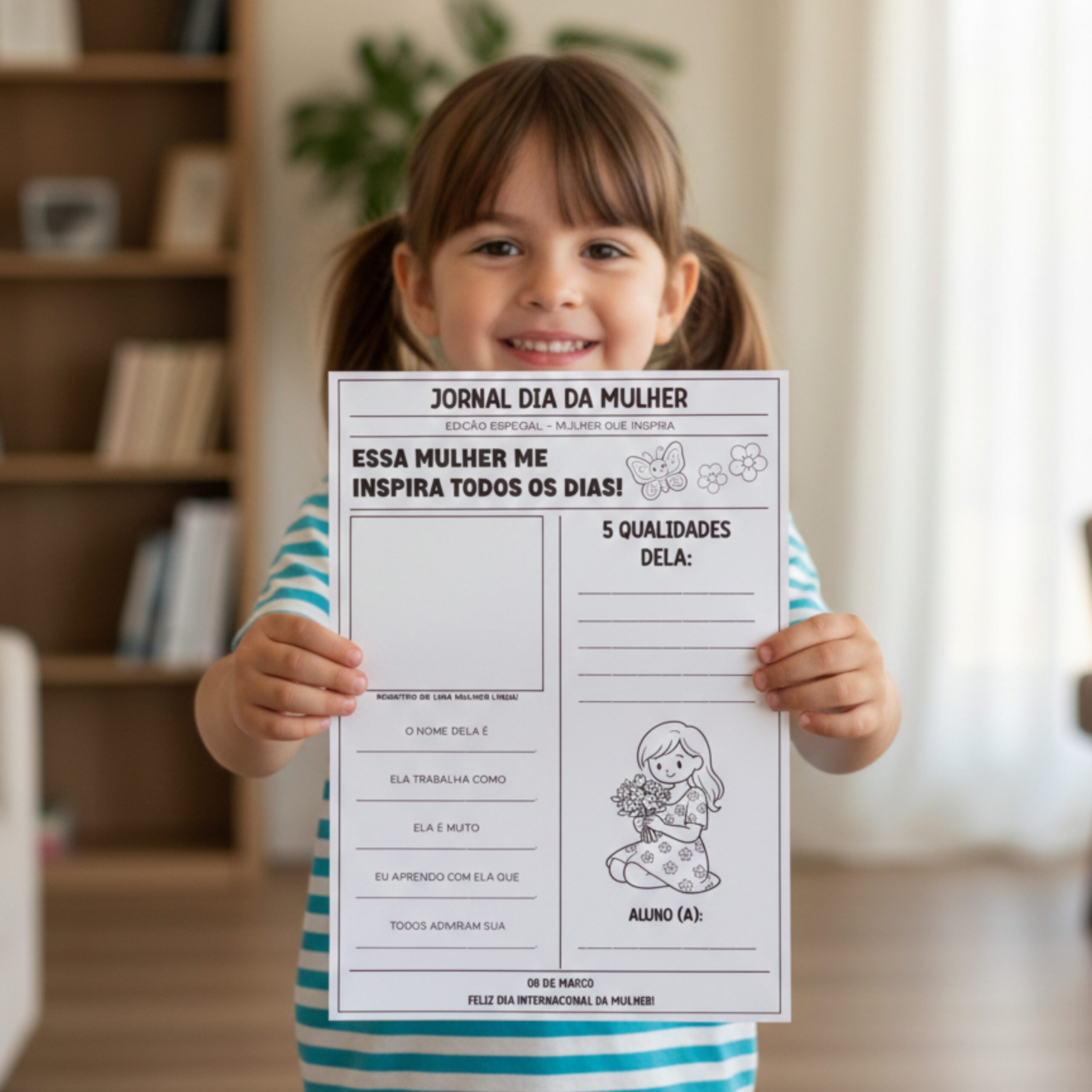 Jornal dia da mulher – PDF para Imprimir | 1º ano — amostra 1: 🌸 Atividade: Jornal Especial - Dia da Mulher 🌸