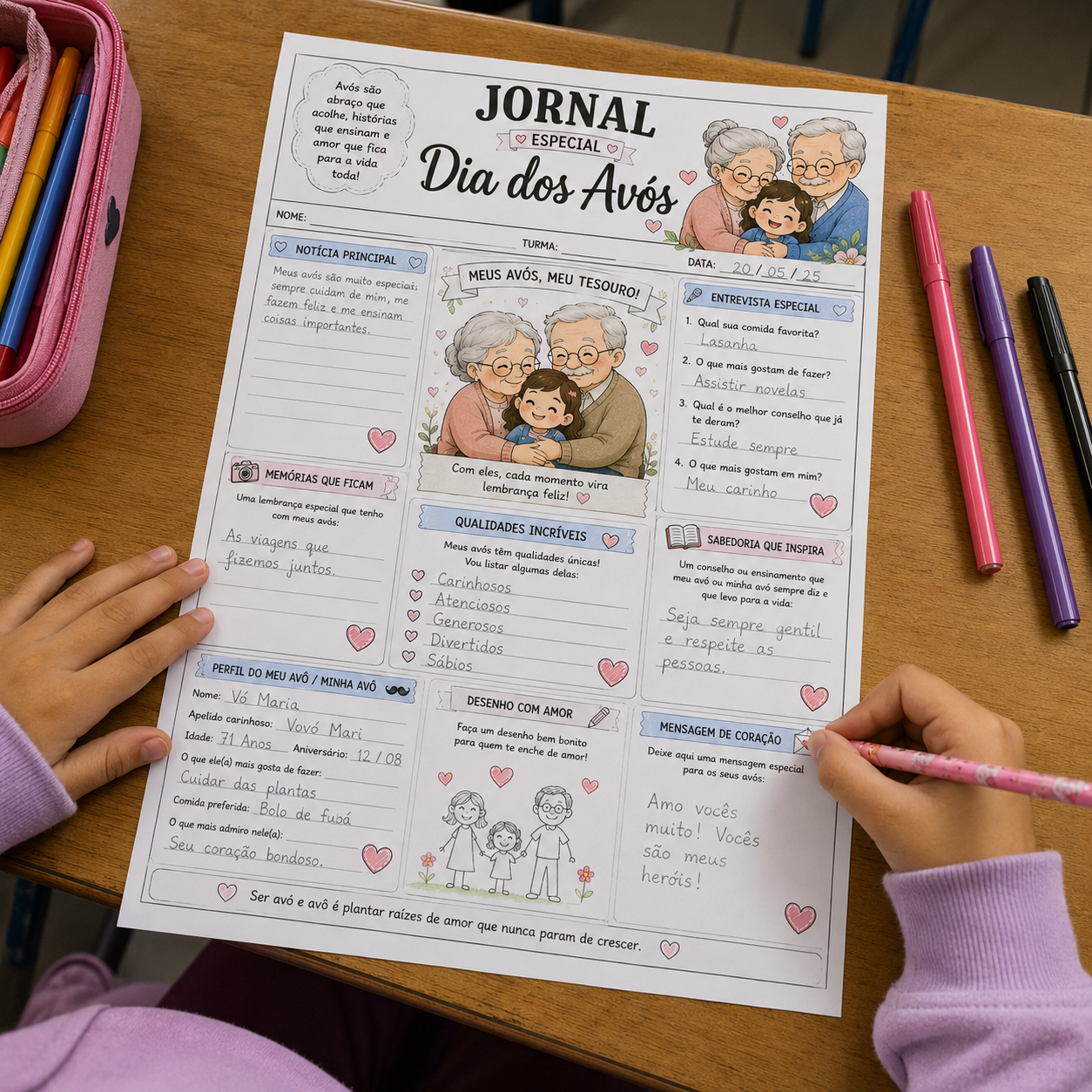 Jornal do dia dos avós – PDF para Imprimir | Educação Infantil — amostra 1: O que vem no material