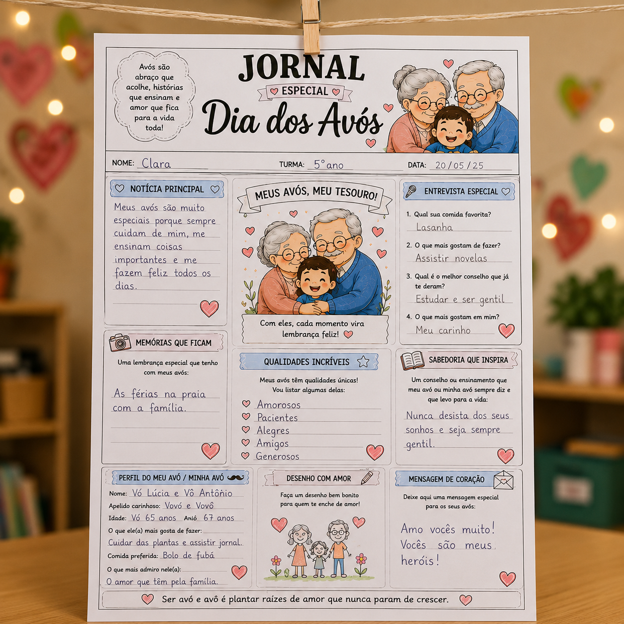Jornal do dia dos avós – PDF para Imprimir | Educação Infantil — amostra 4: Formato e entrega