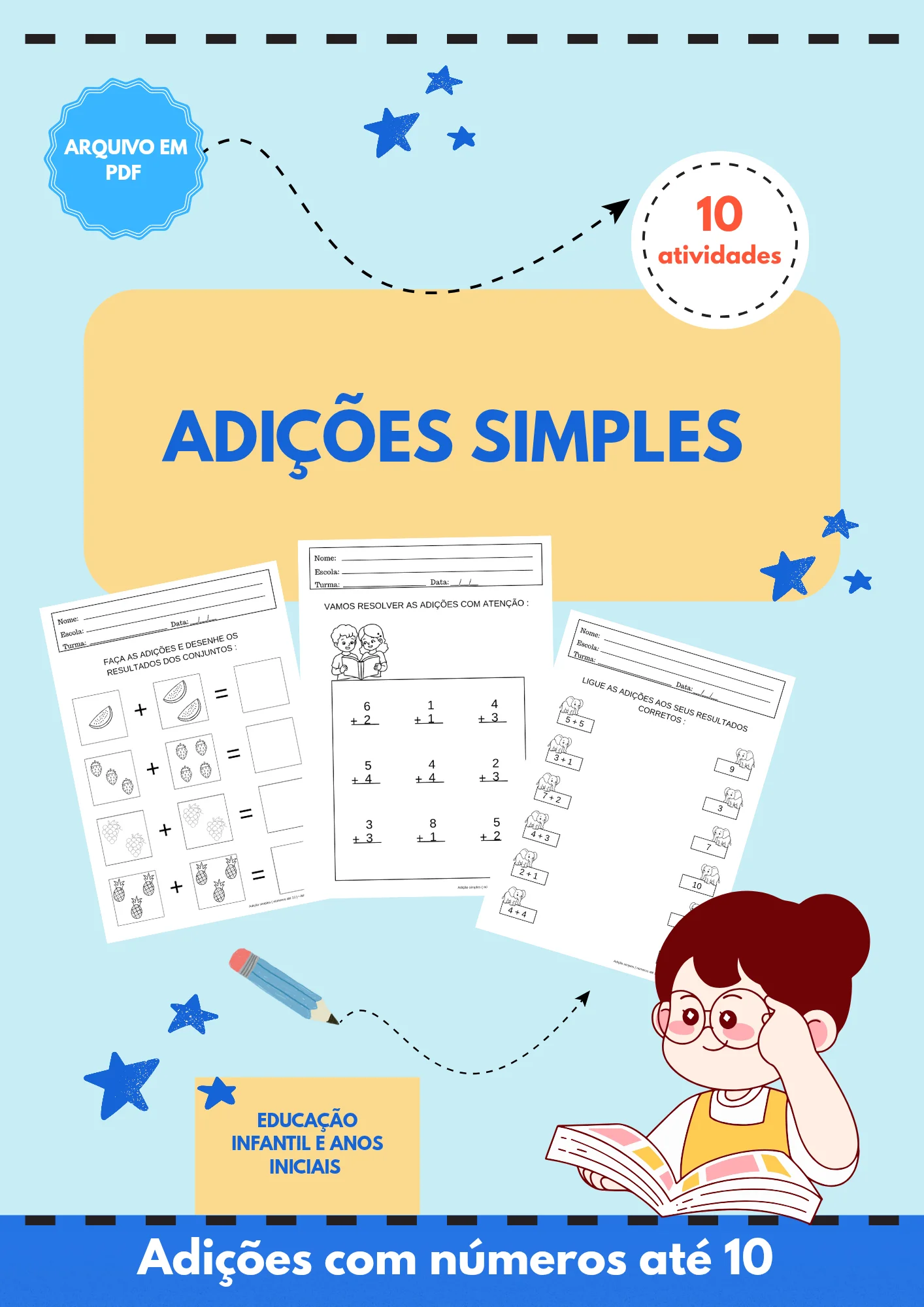Kit 10 Atividades de Adição Simples – Números até 10 — Matemática para Educação Infantil: O Kit 10 Atividades de Adição…