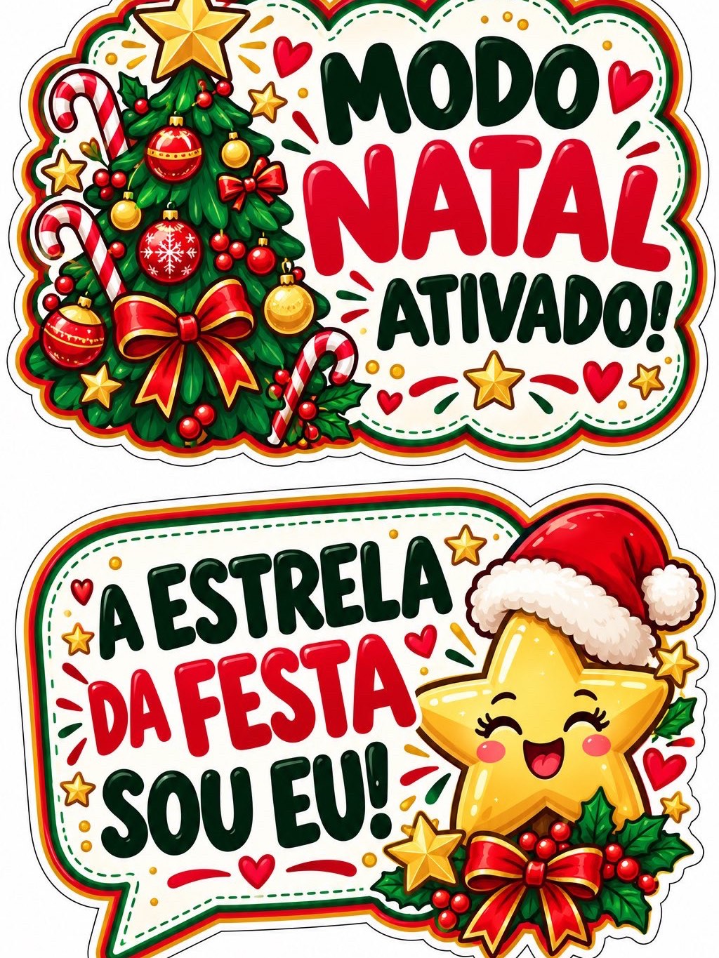 Kit 12 Plaquinhas de Natal para Fotos — PDF para Imprimir — amostra 2: 12 plaquinhas natalinas com frases divertidas e…