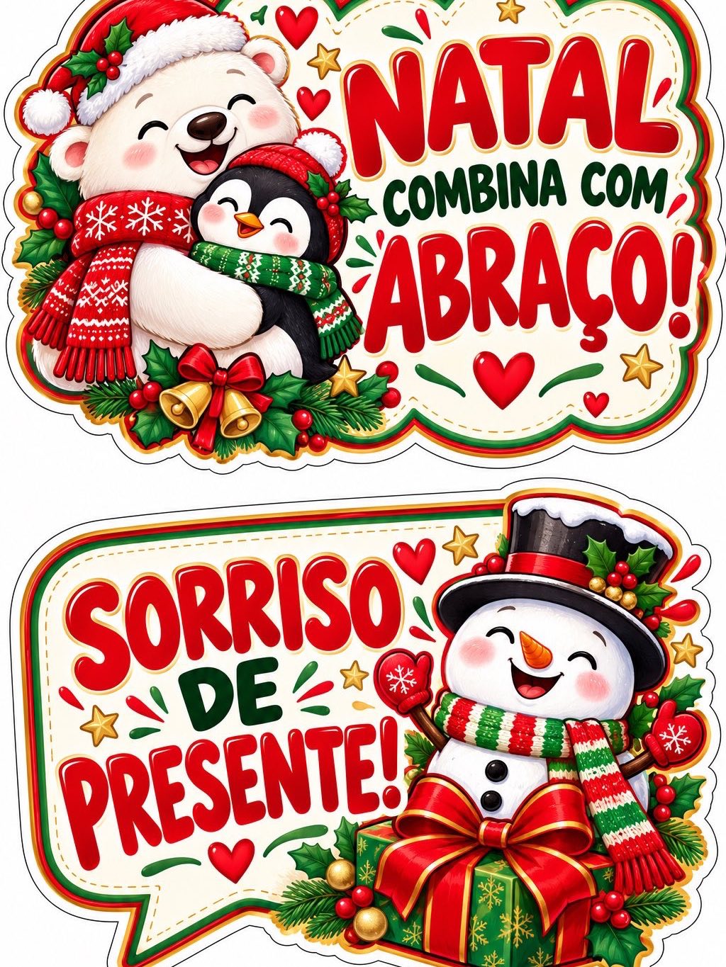 Kit 12 Plaquinhas de Natal para Fotos — PDF para Imprimir — amostra 4: 12 plaquinhas natalinas com frases divertidas e…