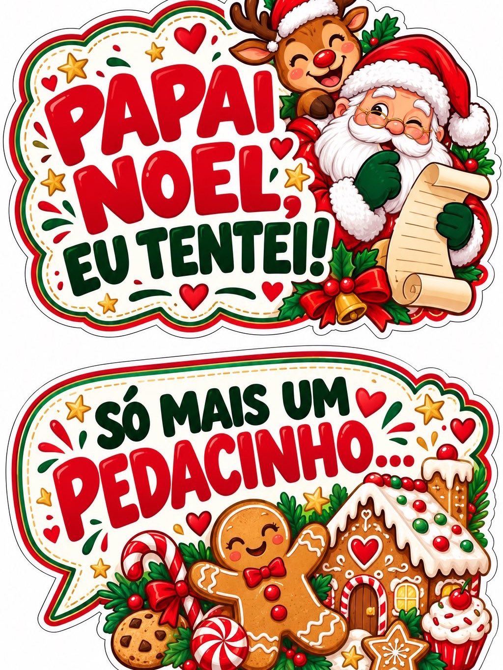 Kit 12 Plaquinhas de Natal para Fotos — PDF para Imprimir — amostra 5: 12 plaquinhas natalinas com frases divertidas e…