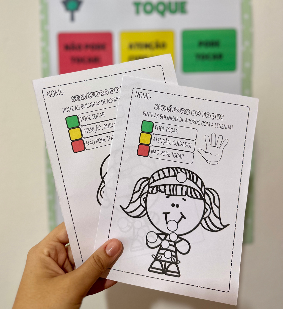 Kit 18 de Maio: Semáforo do Toque e Luva Musical — amostra 2: O que vem no material