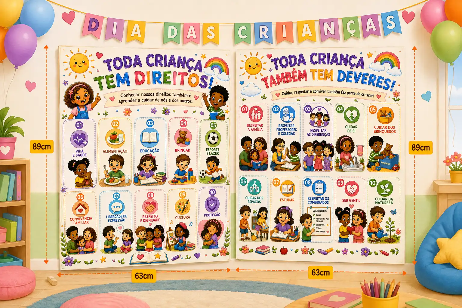 KIT 2 PAINÉIS DIA DAS CRIANÇAS - COLEÇÃO MEUS DIREITOS MEUS DEVERES — capa do material